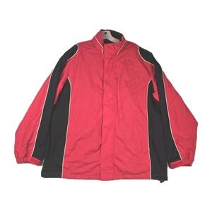 Izod XFG Windbreaker Rain Jacket Packable Hood Men's Size Large Red Black